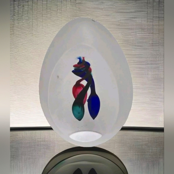 Vintage Artcristal Bohemia Crystal Art Glass Egg Paperweight Frosted Clear - Picture 1 of 9